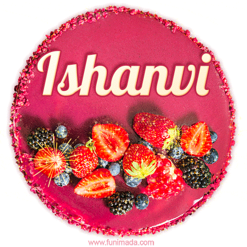 Happy Birthday Cake with Name Ishanvi - Free Download
