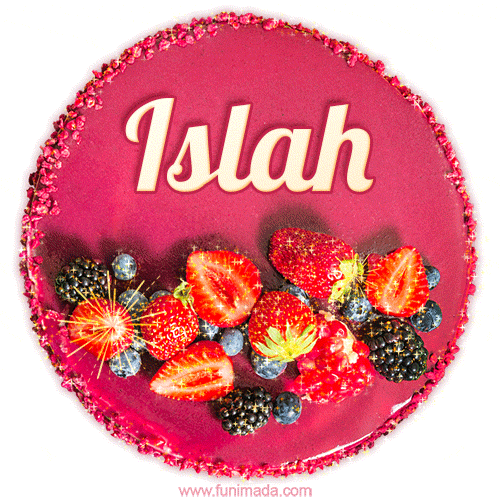 Happy Birthday Cake with Name Islah - Free Download