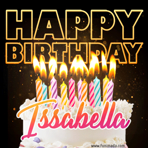 Issabella - Animated Happy Birthday Cake GIF Image for WhatsApp