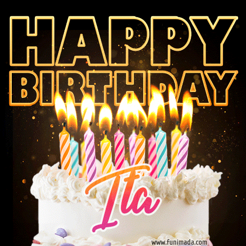 Ita - Animated Happy Birthday Cake GIF Image for WhatsApp