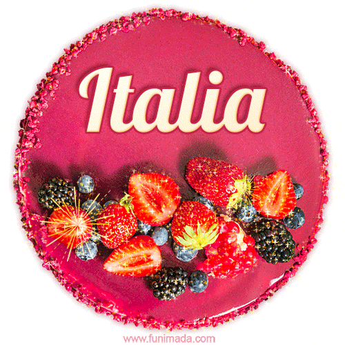 Happy Birthday Cake with Name Italia - Free Download