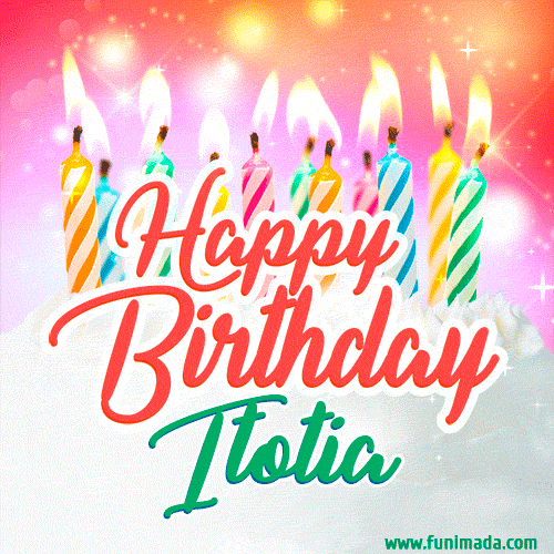 Happy Birthday GIF for Itotia with Birthday Cake and Lit Candles