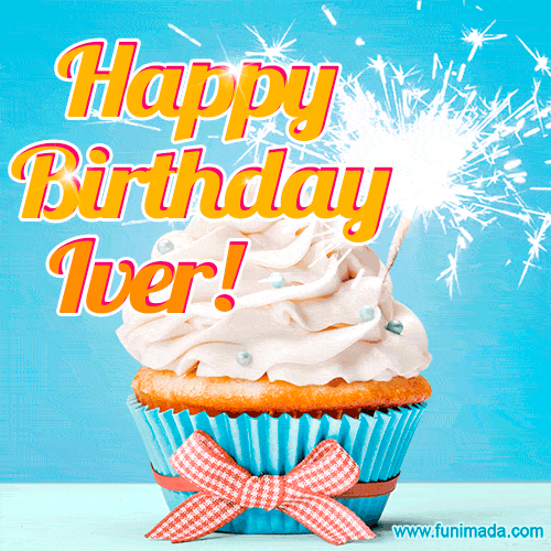 Happy Birthday, Iver! Elegant cupcake with a sparkler.