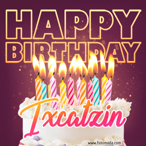 Ixcatzin - Animated Happy Birthday Cake GIF Image for WhatsApp