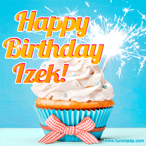 Happy Birthday, Izek! Elegant cupcake with a sparkler.