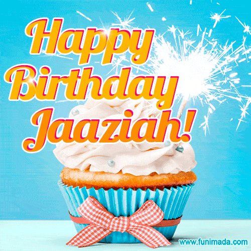 Happy Birthday, Jaaziah! Elegant cupcake with a sparkler.