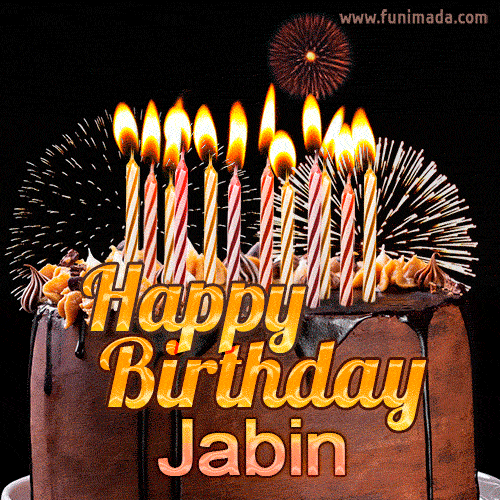 Chocolate Happy Birthday Cake for Jabin (GIF)