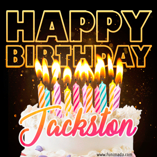 Jackston - Animated Happy Birthday Cake GIF for WhatsApp