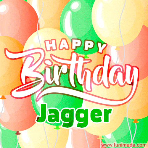 Happy Birthday Image for Jagger. Colorful Birthday Balloons GIF Animation.
