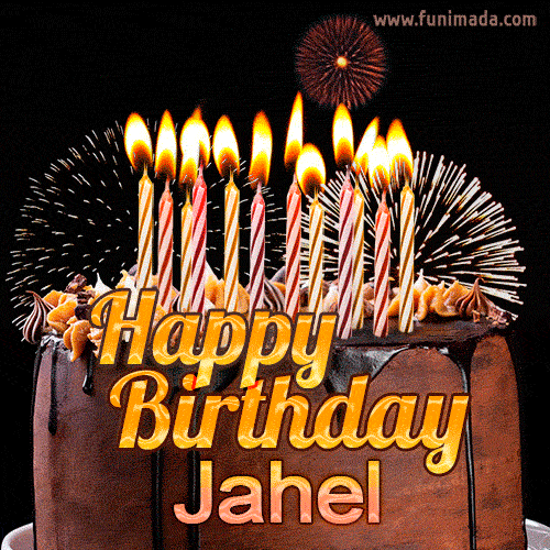 Chocolate Happy Birthday Cake for Jahel (GIF)
