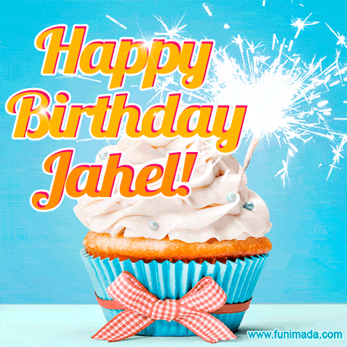 Happy Birthday, Jahel! Elegant cupcake with a sparkler.