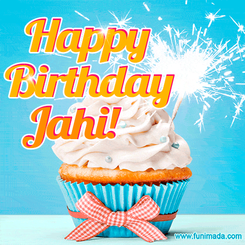 Happy Birthday, Jahi! Elegant cupcake with a sparkler.