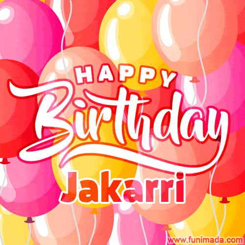 Happy Birthday Jakarri - Colorful Animated Floating Balloons Birthday Card