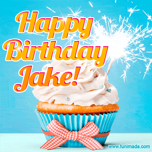 Happy Birthday, Jake! Elegant cupcake with a sparkler.
