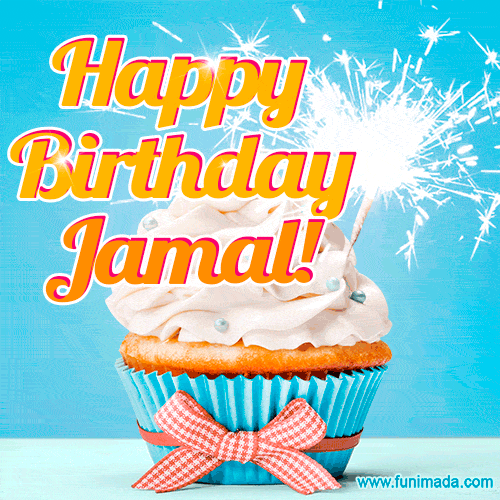 Happy Birthday, Jamal! Elegant cupcake with a sparkler.