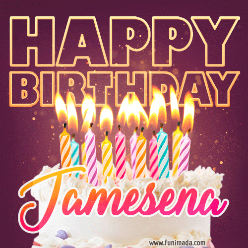 Jamesena - Animated Happy Birthday Cake GIF Image for WhatsApp