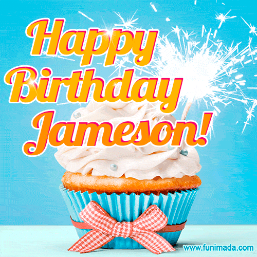 Happy Birthday, Jameson! Elegant cupcake with a sparkler.