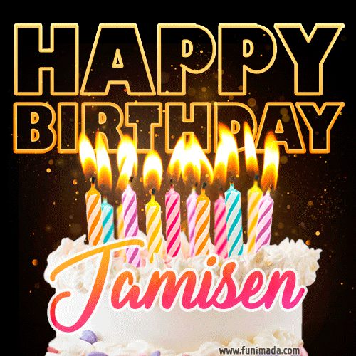 Jamisen - Animated Happy Birthday Cake GIF for WhatsApp