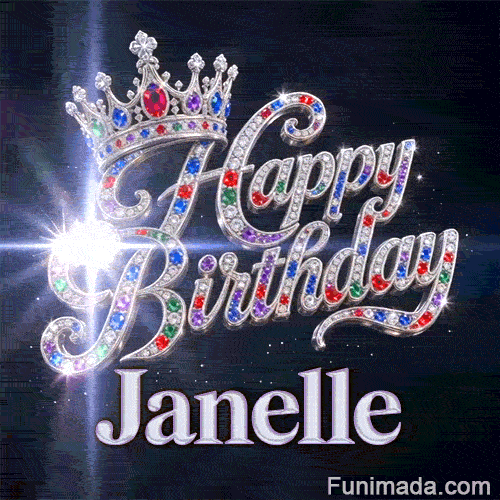 Shimmering animated card with a royal silver crown and bright light particles, custom-designed for Janelle.