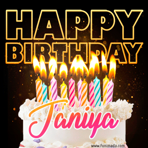 Janiya - Animated Happy Birthday Cake GIF Image for WhatsApp