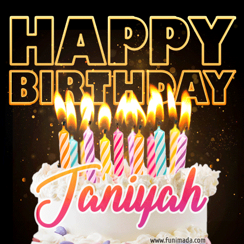 Janiyah - Animated Happy Birthday Cake GIF Image for WhatsApp