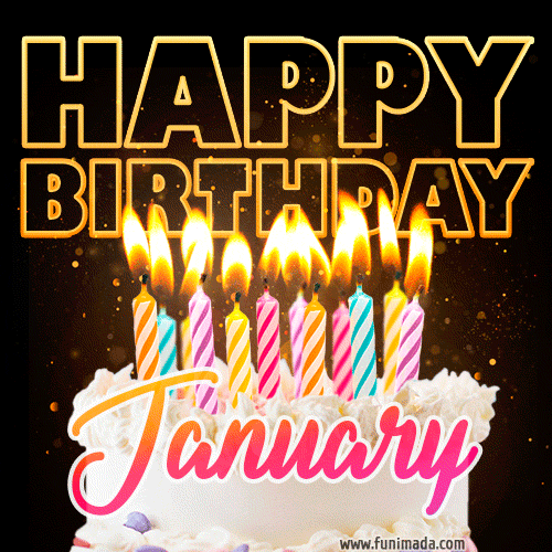 January - Animated Happy Birthday Cake GIF Image for WhatsApp