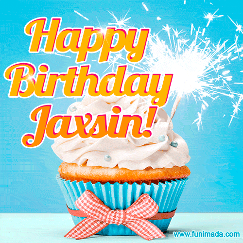 Happy Birthday, Jaxsin! Elegant cupcake with a sparkler.