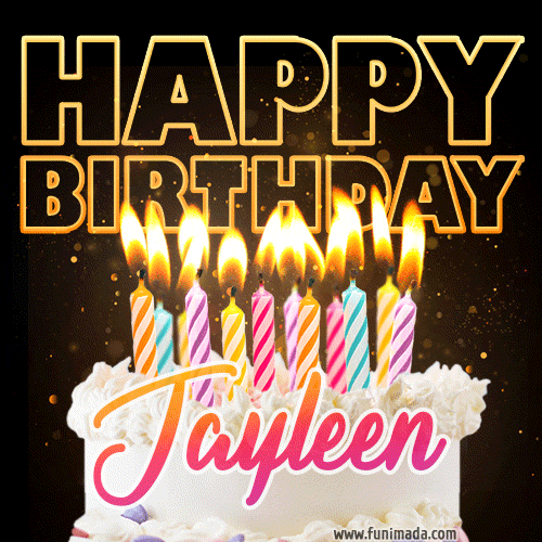 Jayleen - Animated Happy Birthday Cake GIF Image for WhatsApp