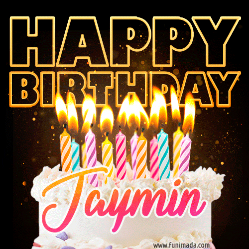Jaymin - Animated Happy Birthday Cake GIF for WhatsApp