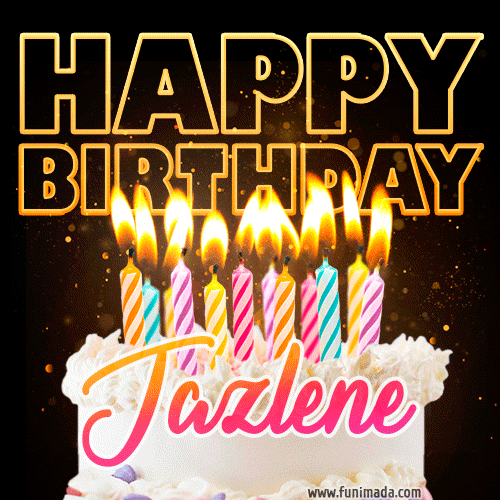 Jazlene - Animated Happy Birthday Cake GIF Image for WhatsApp
