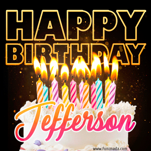 Jefferson - Animated Happy Birthday Cake GIF for WhatsApp