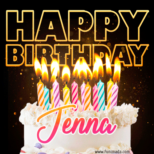 Jenna - Animated Happy Birthday Cake GIF Image for WhatsApp