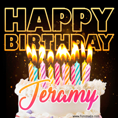 Jeramy - Animated Happy Birthday Cake GIF for WhatsApp