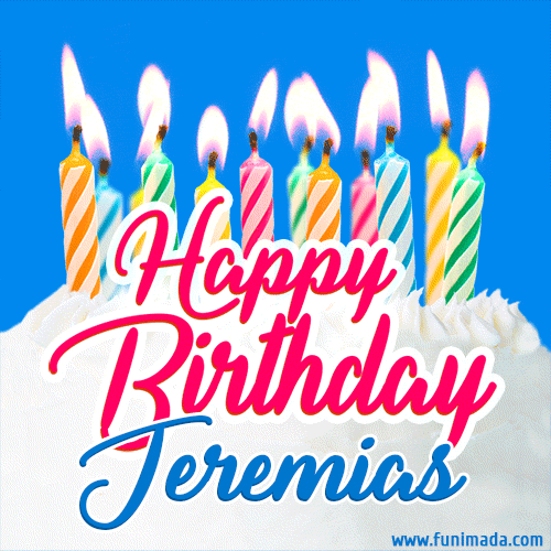 Happy Birthday GIF for Jeremias with Birthday Cake and Lit Candles