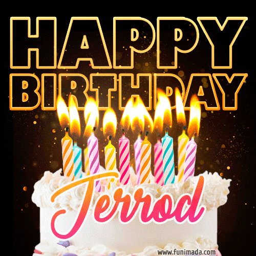 Jerrod - Animated Happy Birthday Cake GIF for WhatsApp