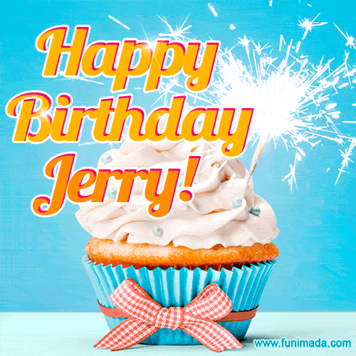 Happy Birthday, Jerry! Elegant cupcake with a sparkler.