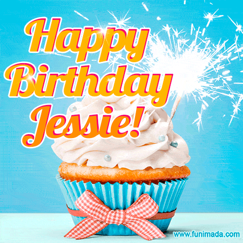 Happy Birthday, Jessie! Elegant cupcake with a sparkler.