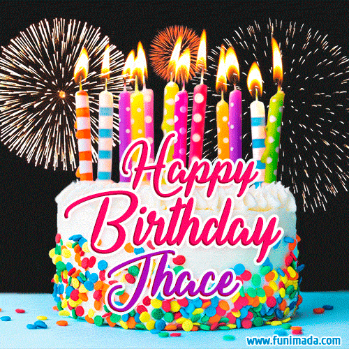 Amazing Animated GIF Image for Jhace with Birthday Cake and Fireworks