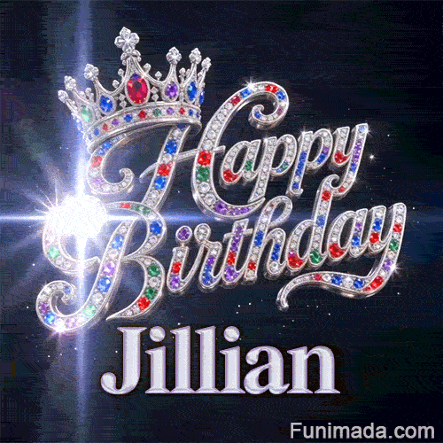 Cute royal-themed animation with the name Jillian, featuring a silver crown and shiny diamond cursive letters.