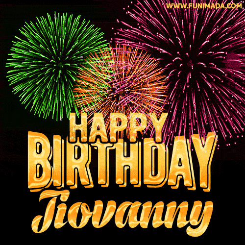 Wishing You A Happy Birthday, Jiovanny! Best fireworks GIF animated greeting card.