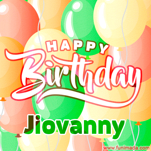 Happy Birthday Image for Jiovanny. Colorful Birthday Balloons GIF Animation.