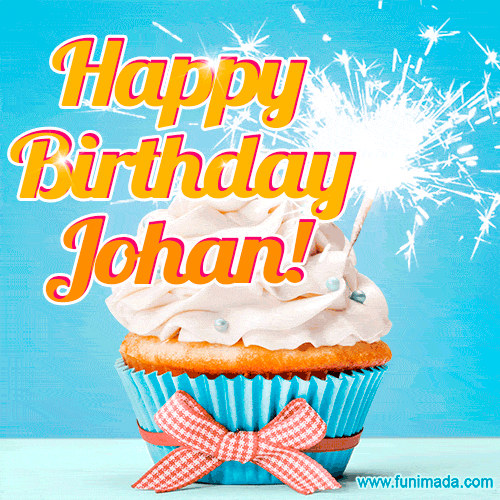 Happy Birthday, Johan! Elegant cupcake with a sparkler.