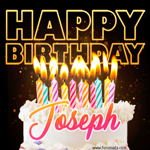 Joseph - Animated Happy Birthday Cake GIF for WhatsApp