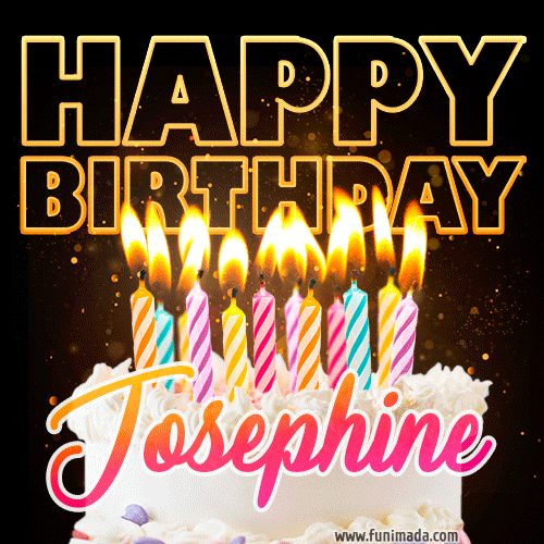 Josephine - Animated Happy Birthday Cake GIF Image for WhatsApp