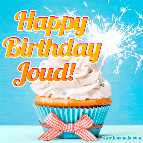 Happy Birthday, Joud! Elegant cupcake with a sparkler.