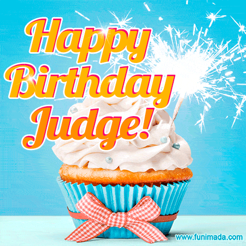 Happy Birthday, Judge! Elegant cupcake with a sparkler.