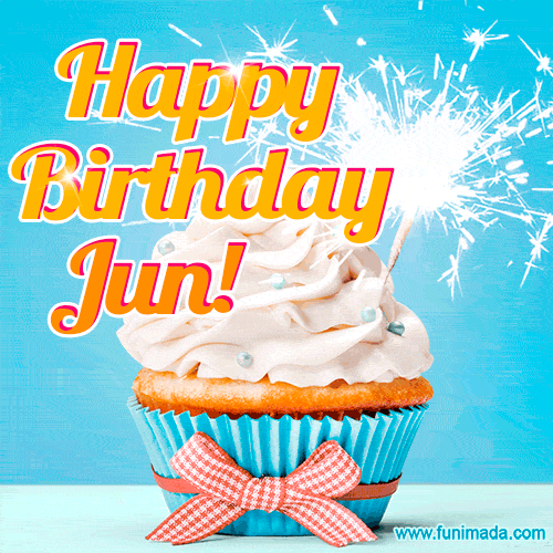 Happy Birthday, Jun! Elegant cupcake with a sparkler.
