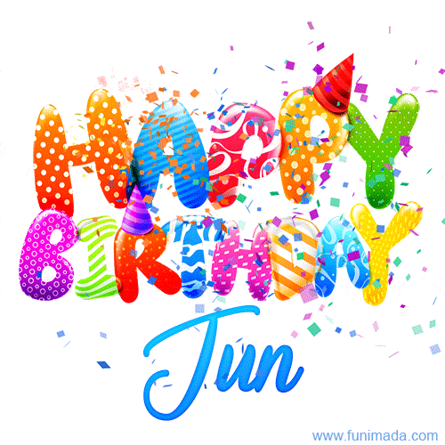 Happy Birthday Jun - Creative Personalized GIF With Name