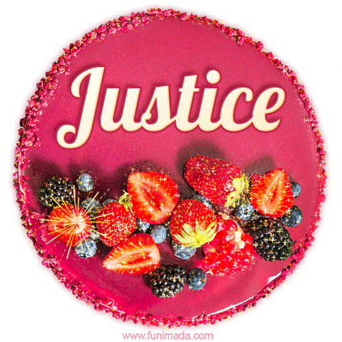 Happy Birthday Cake with Name Justice - Free Download
