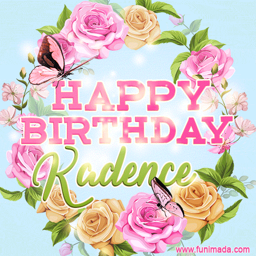 Beautiful Birthday Flowers Card for Kadence with Animated Butterflies
